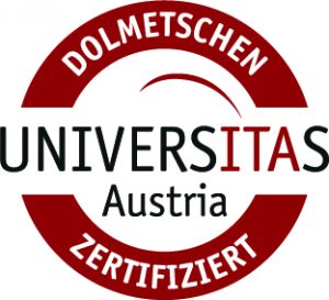 Logo von Universitas Austria für von ihnen zertifizierte Dolmetscher.