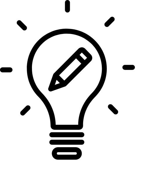 Symbol von Glühbirne und Stift