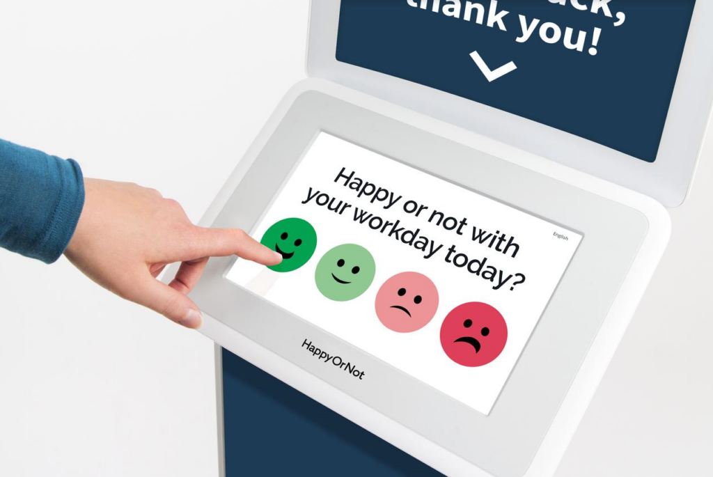 Mitarbeiter Feedback Tool mit einer vierstufigen Ratingskala auf Tablet-Basis.